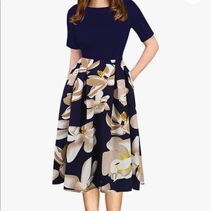 Floral Blue Midi Dress